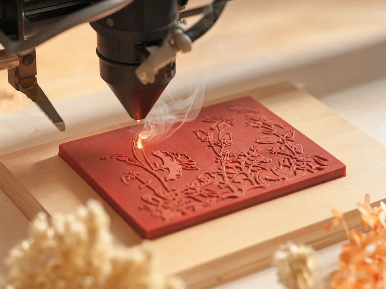Gravure laser de la gomme du tampon